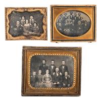 [EARLY PHOTOGRAPHY]. 3 daguerreotypes of large groups, incl. portrait with 4 female schoolmates