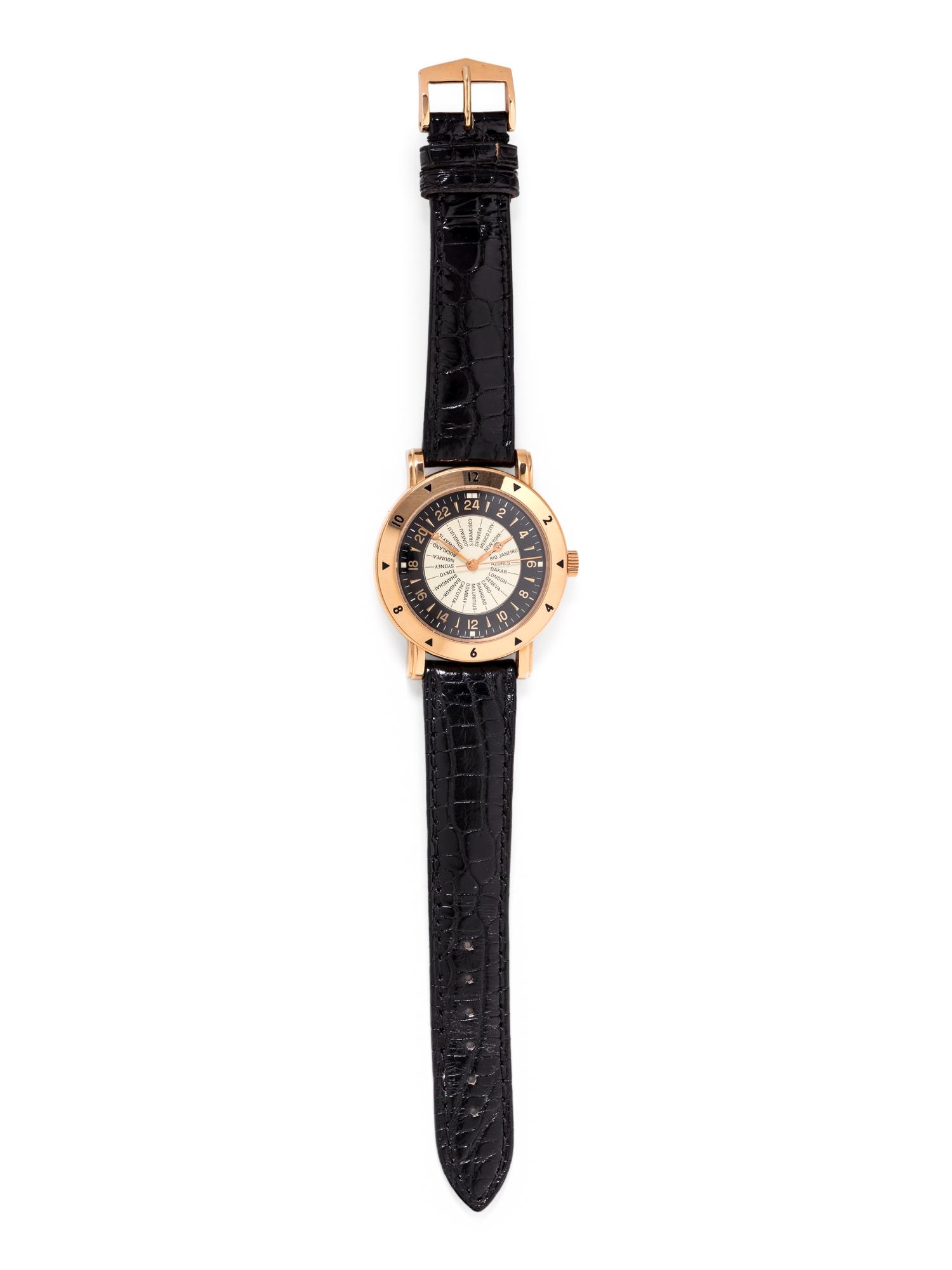 WALDAN INTERNATIONAL, 18K YELLOW GOLD 'WORLD TIME' WRISTWATCH
