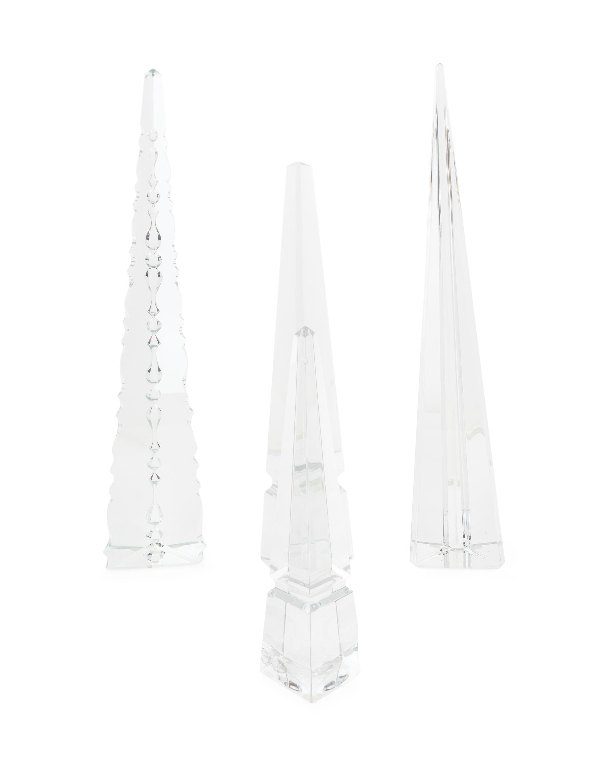 A Group of Three Baccarat Glass Obelisks — 20TH CENTURY