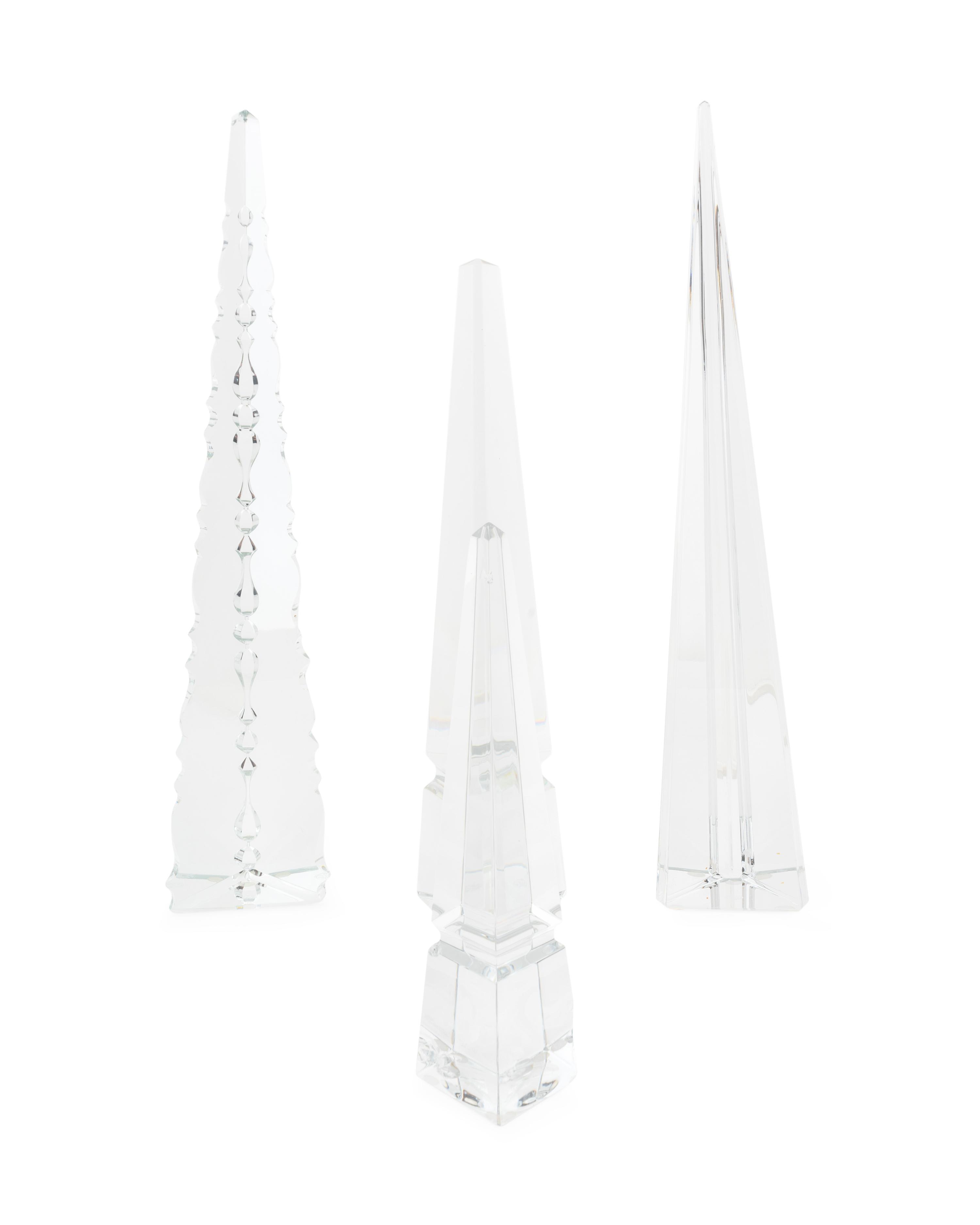 A Group of Three Baccarat Glass Obelisks — 20TH CENTURY