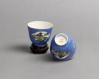 Two Pairs of Famille Rose Porcelain Wine Cups Diameter of larger 4 1/8 inches. — 19TH CENTURY