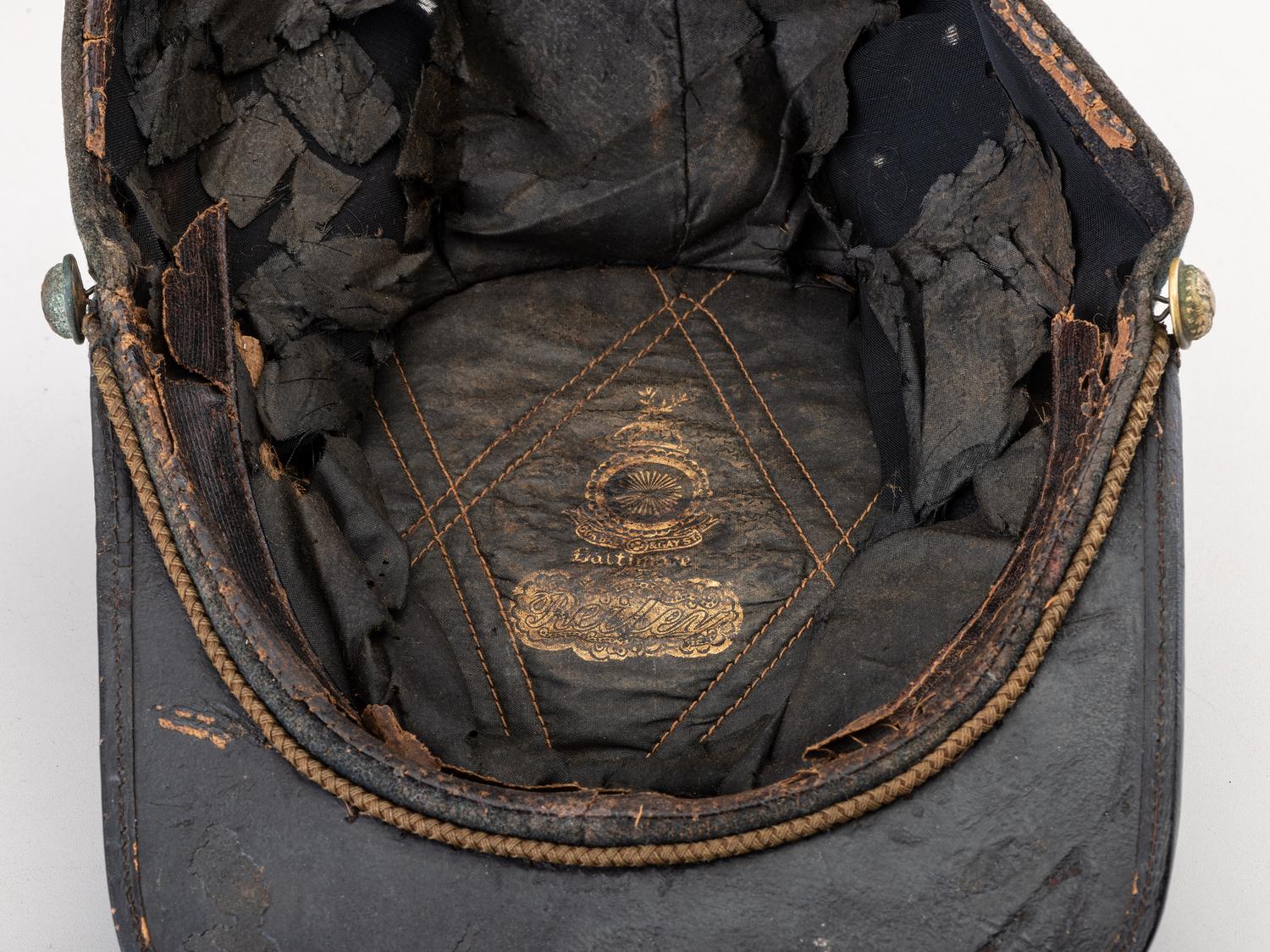 [CIVIL WAR]. Chasseur-style cap with 3rd regiment number and insignia and officer's sash.