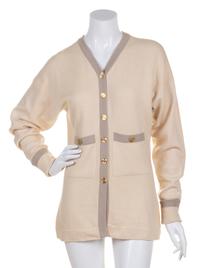 A Chanel Cream Cashmere Cardigan Sweater,