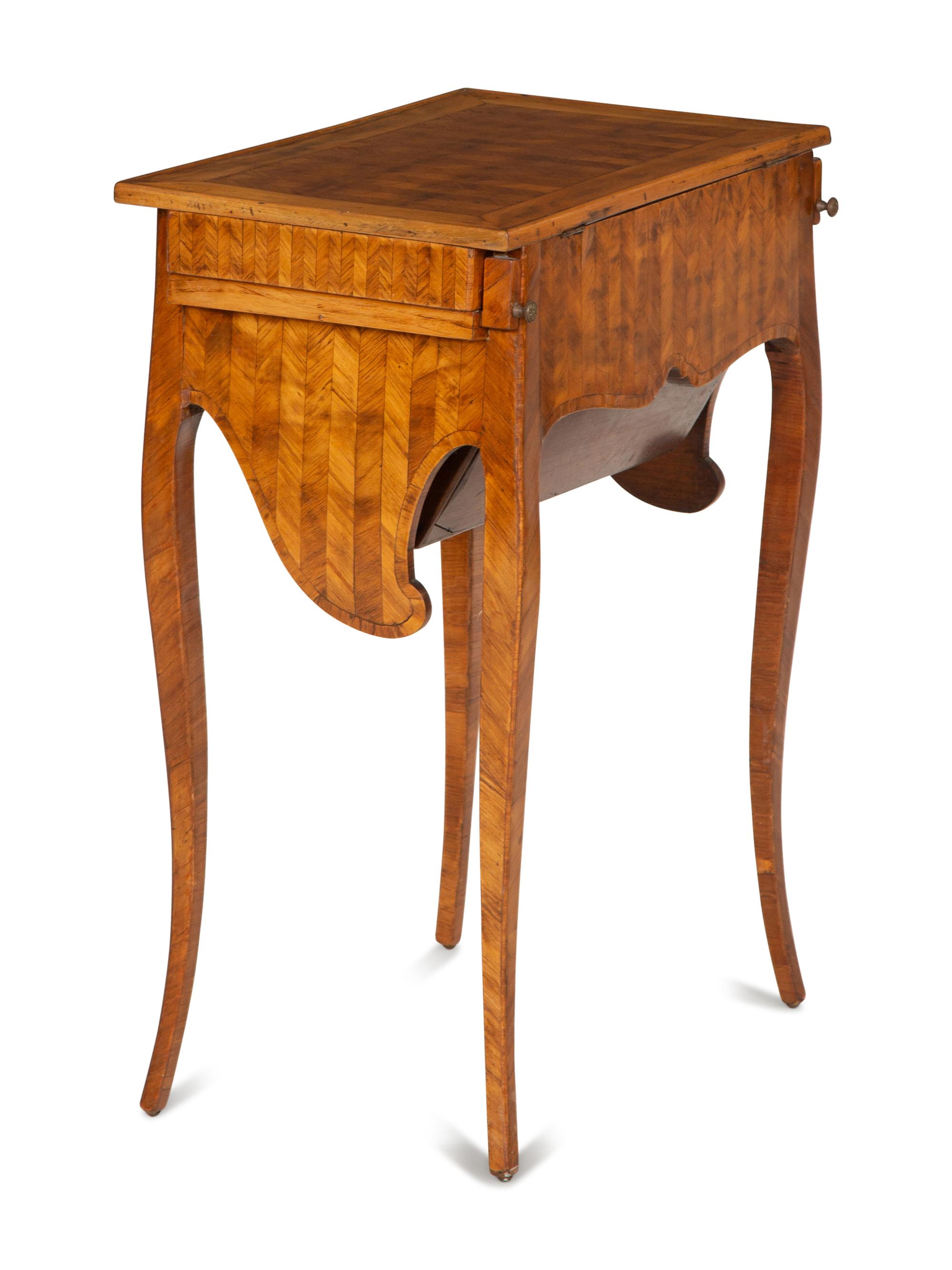 A Louis XV/XVI Transitional Gilt Bronze Mounted Marquetry Library Table