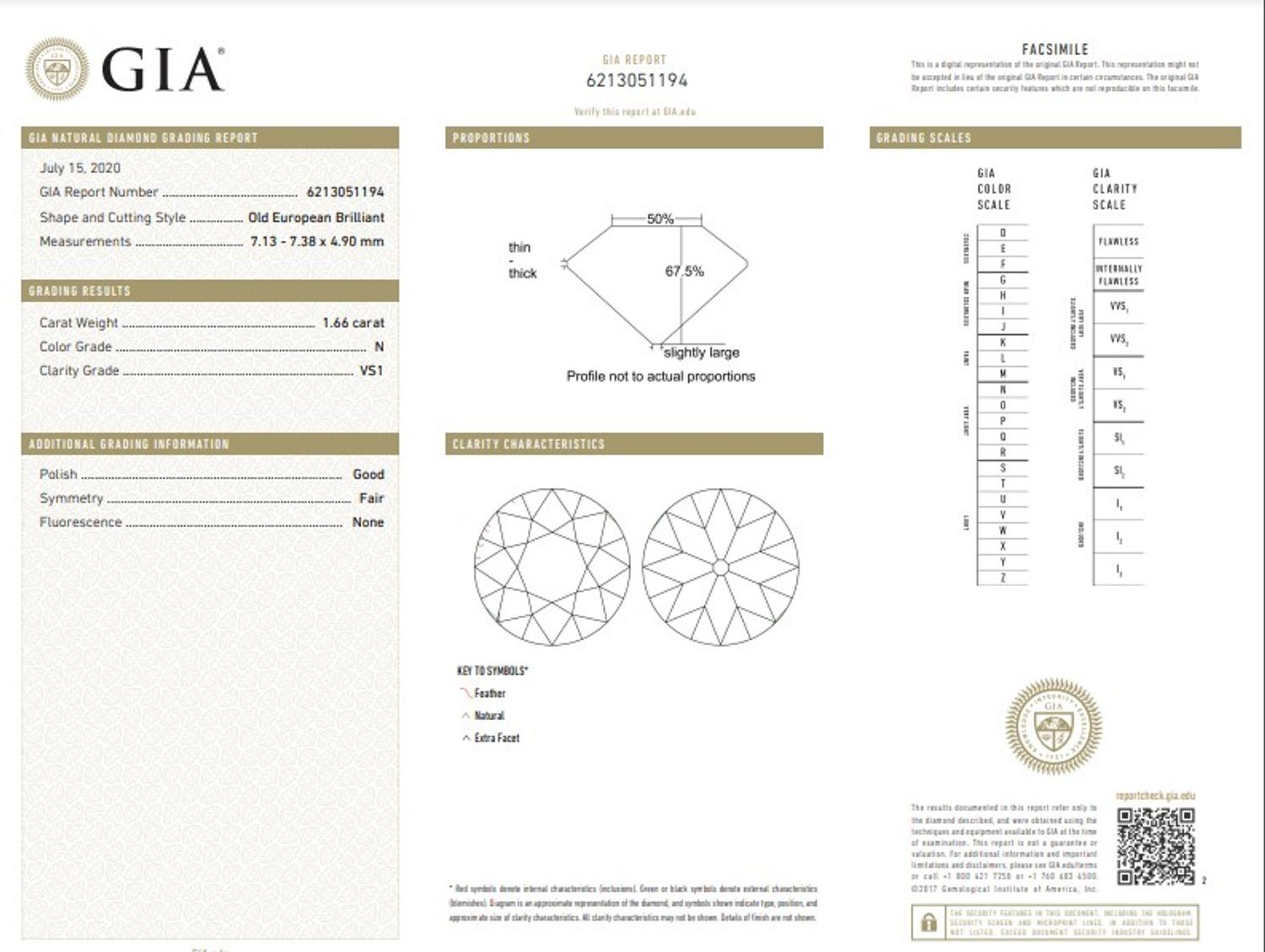 1.66 CARAT OLD EUROPEAN CUT DIAMOND