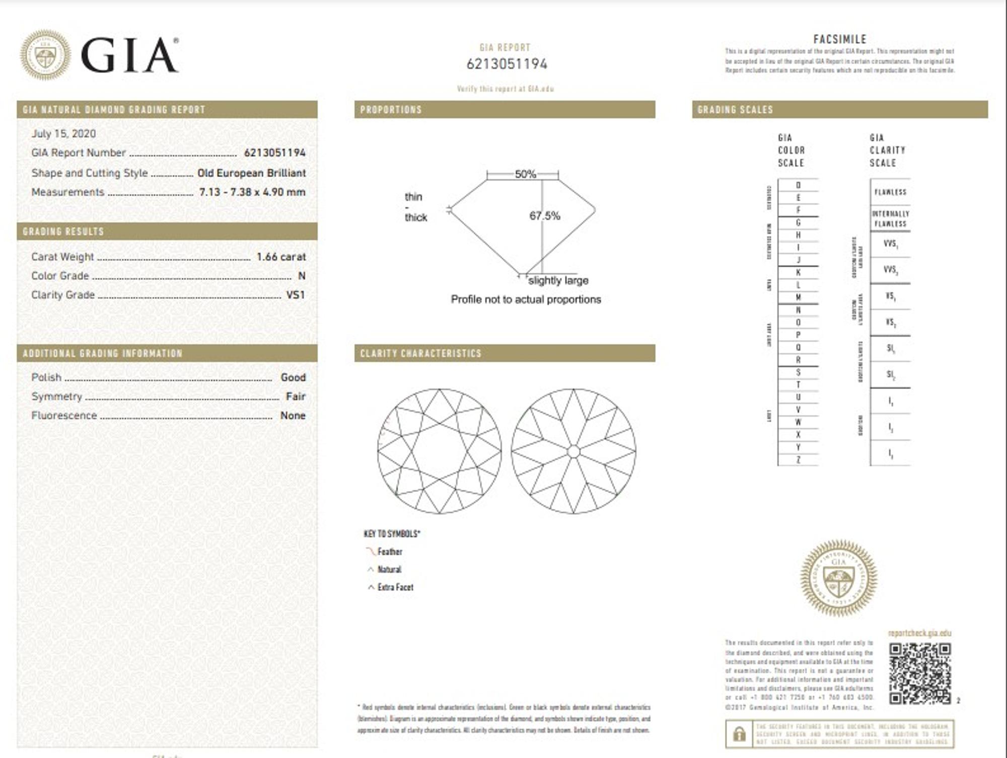 1.66 CARAT OLD EUROPEAN CUT DIAMOND