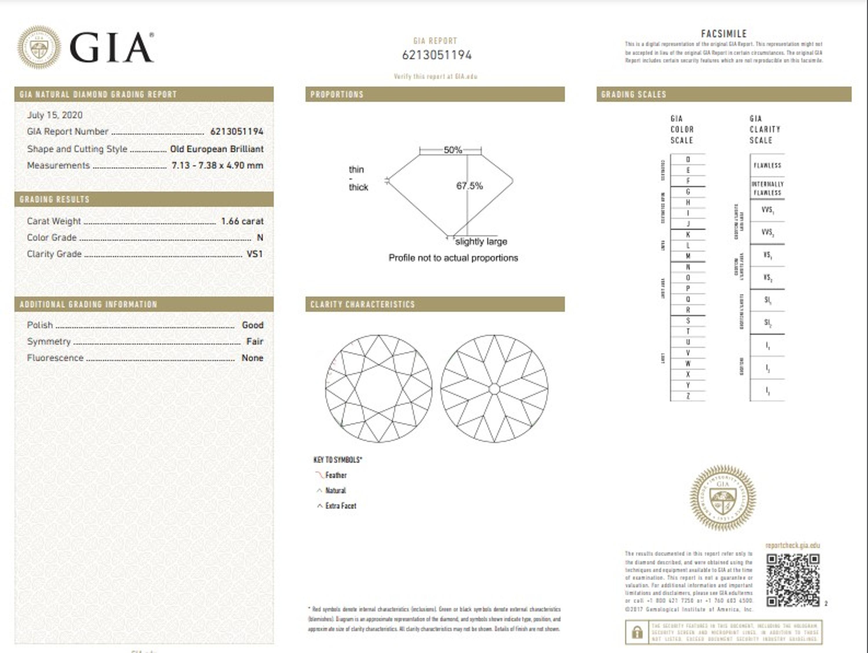 1.66 CARAT OLD EUROPEAN CUT DIAMOND