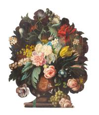 A Painted Wood Floral Filled Urn Fire Board Height 33 1/4 inches. — 20TH CENTURY