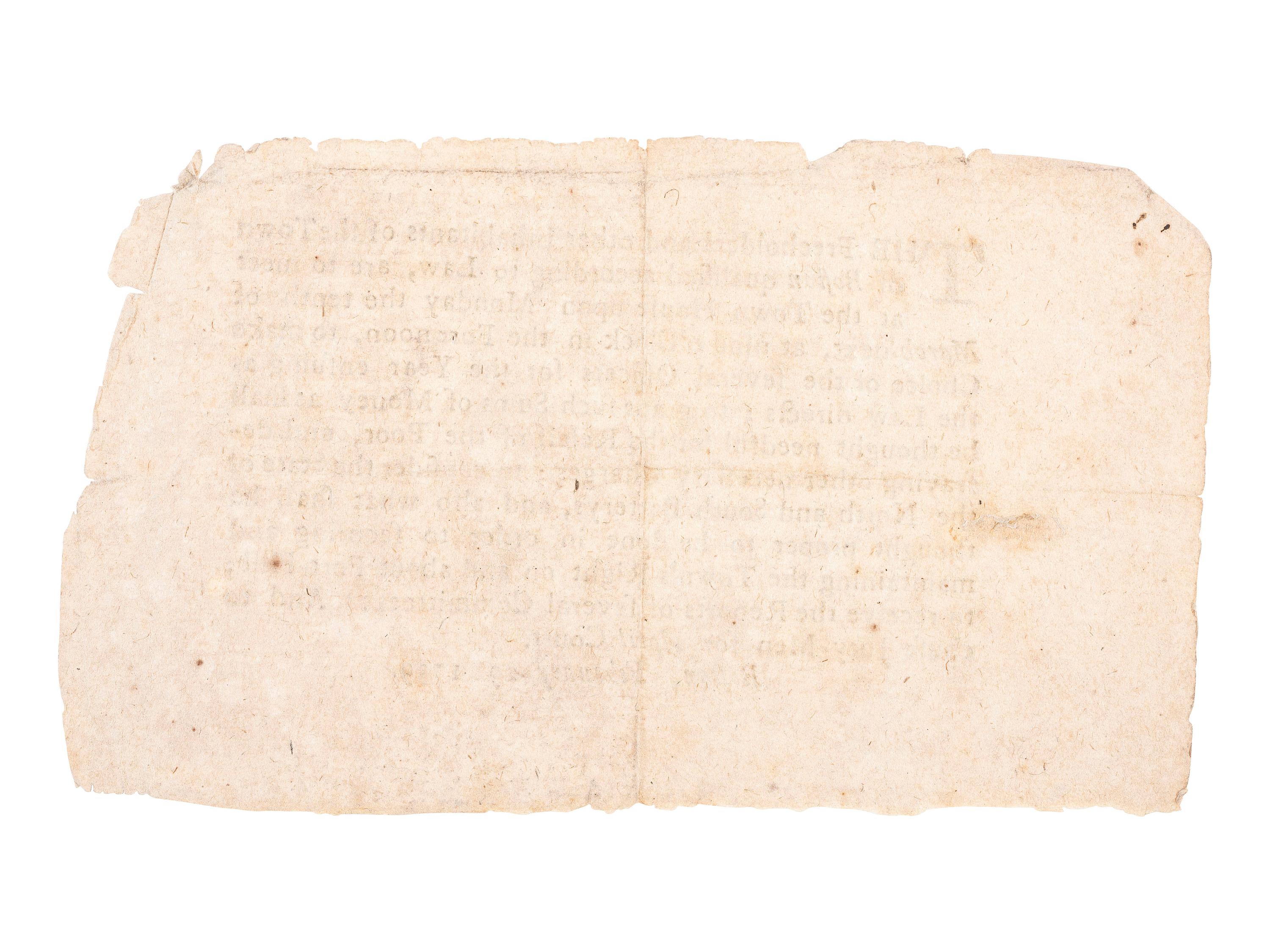 [COLONIAL]. Printed handbill announcing to "The Freeholders and other Inhabitants of the Town of Boston" the date of an upcoming town meeting and the matters which will be discussed. Boston, 29 February 1739.
