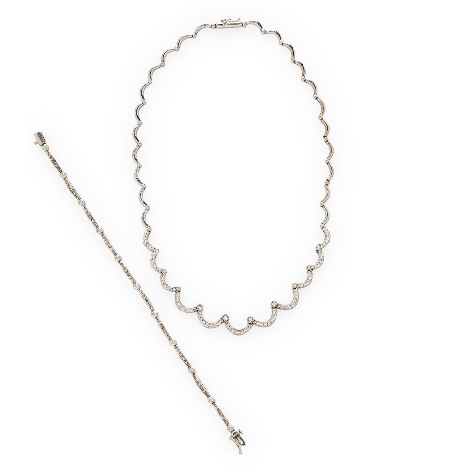 DIAMOND AND WHITE GOLD NECKLACE AND BRACELET