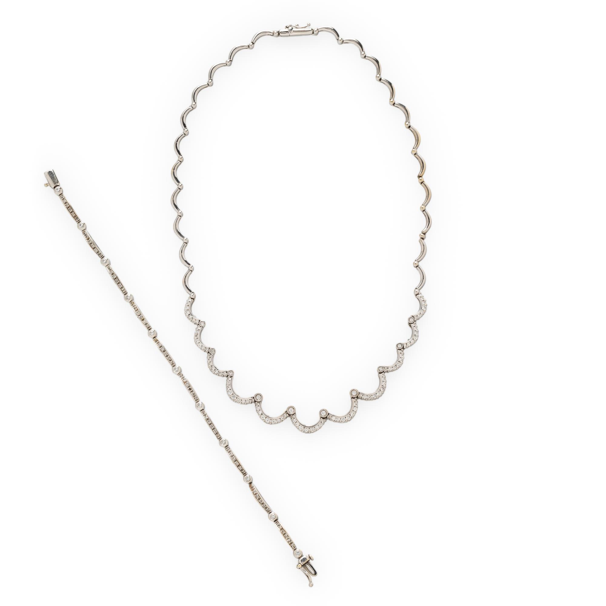 DIAMOND AND WHITE GOLD NECKLACE AND BRACELET