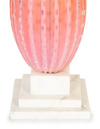 A Murano Pink Fluted Bullicante Glass and Marble Lamp
