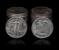 A Group of Thirty-Six United States Walking Liberty 50c Coins