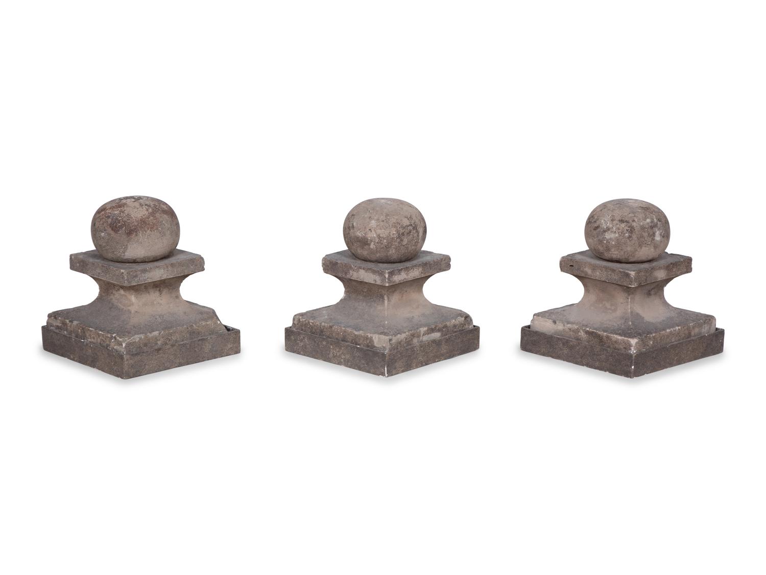 Three Cast Stone Garden Finials
