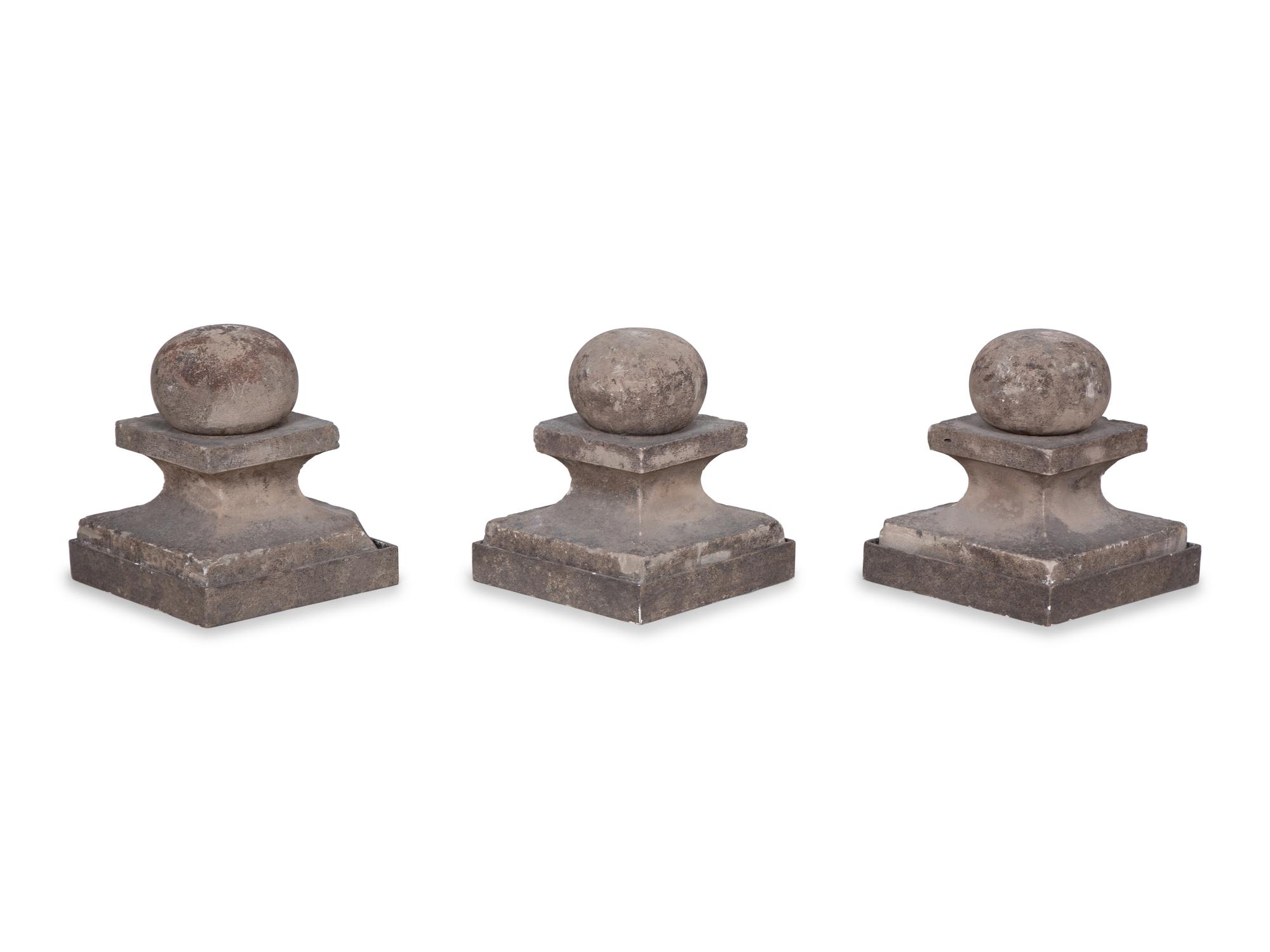 Three Cast Stone Garden Finials