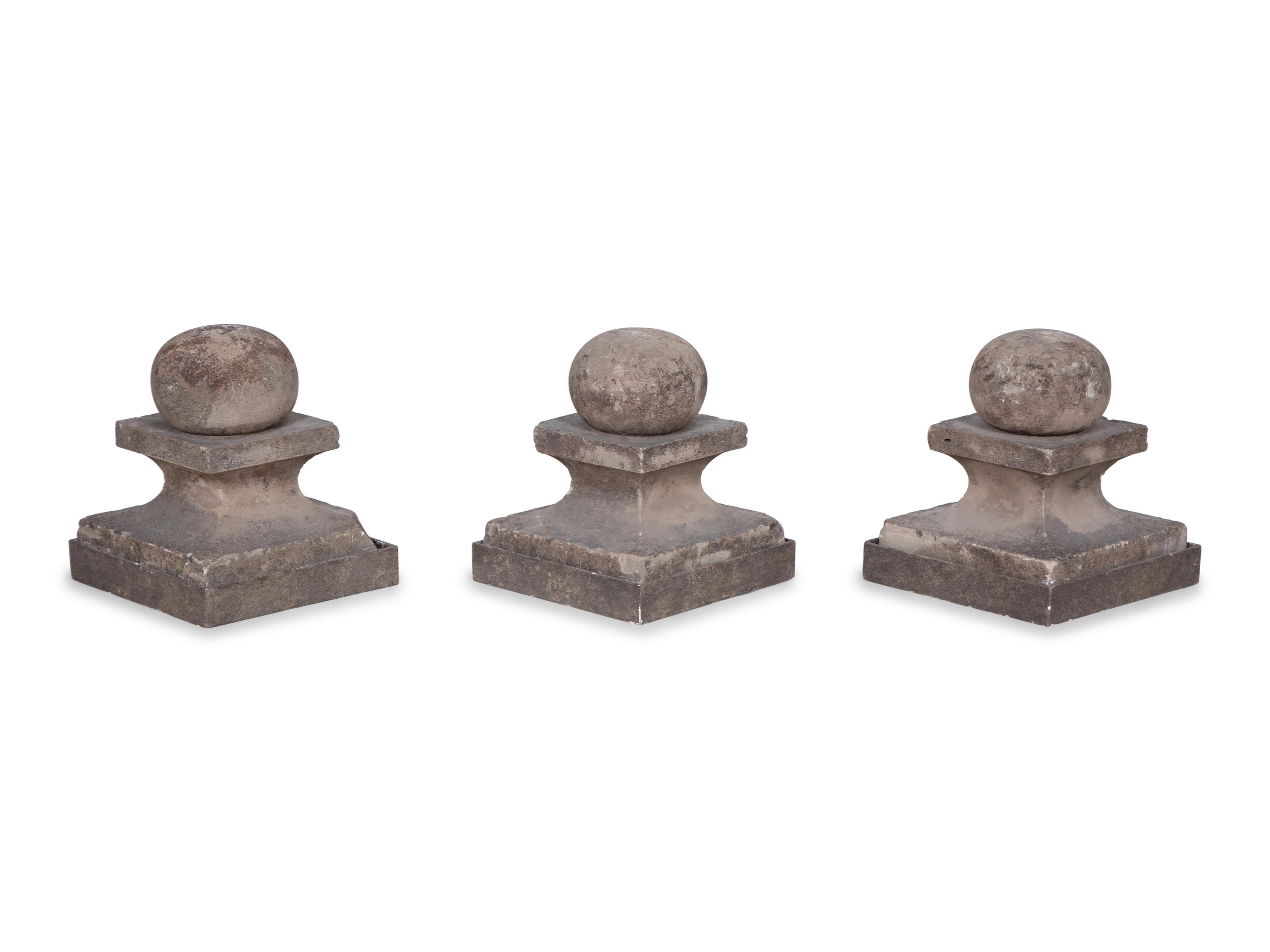 Three Cast Stone Garden Finials