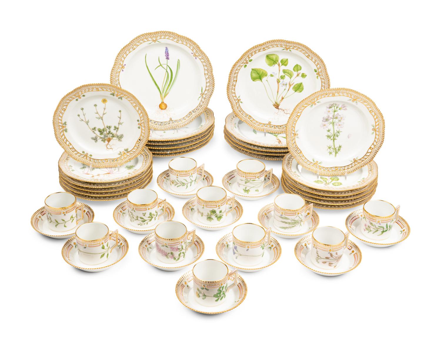 A Royal Copenhagen Flora Danica Porcelain Part Dinner Service
