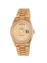 ROLEX, REF. 18248 18K YELLOW GOLD AND DIAMOND 'OYSTER PERPETUAL DAY-DATE' WRISTWATCH, CIRCA 1989
