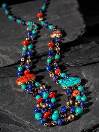 Reversible 14k Gold Multi-strand Necklace, with Channel Inlay Spacers