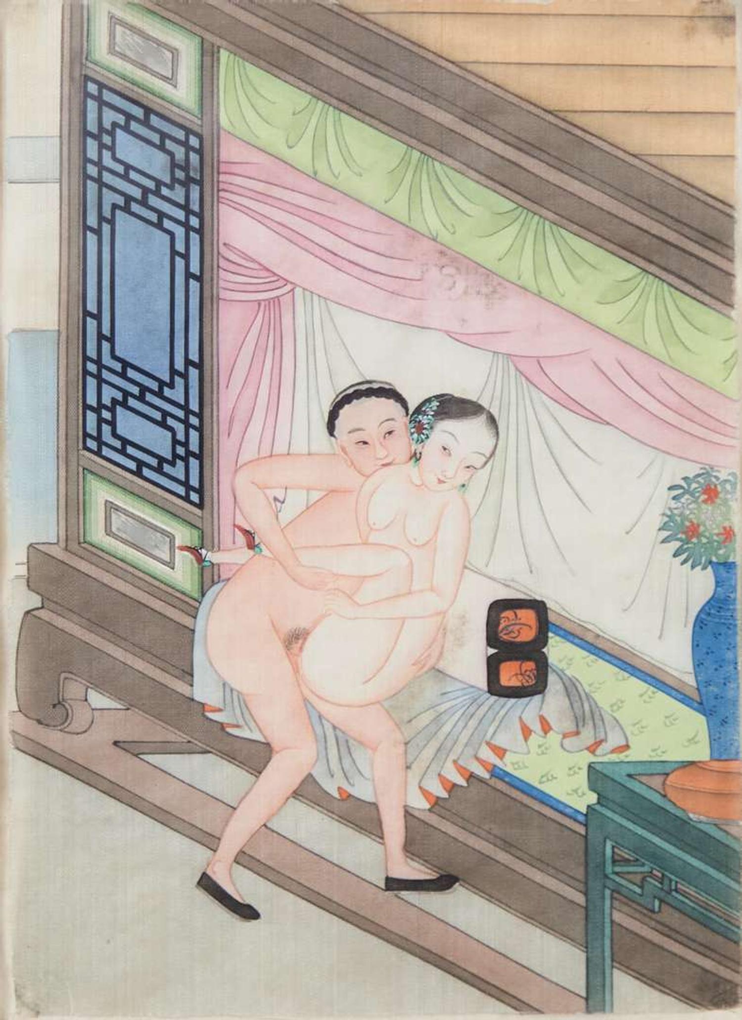 A set of twelve Chinese erotic album leaves, late Qing dynasty to Republic period 春宮圖一組十二幅 晚清至民國