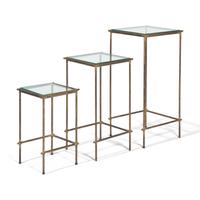 A Set of Three Gilt-Metal and Glass Nesting Tables