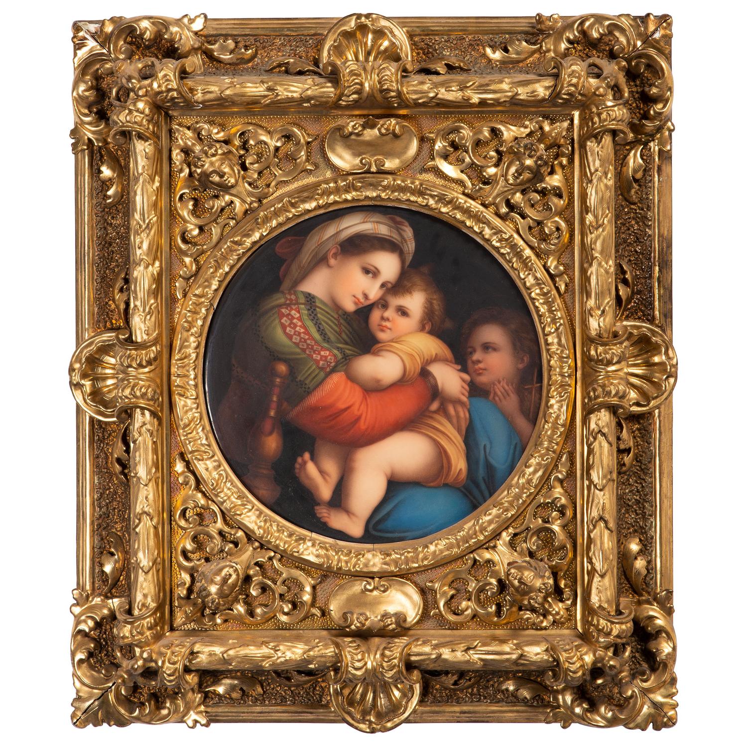 A Continental Porcelain Plaque After Raphael's Madonna della Sedia