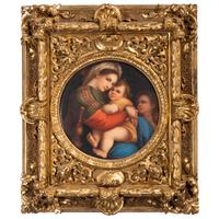 A Continental Porcelain Plaque After Raphael's Madonna della Sedia