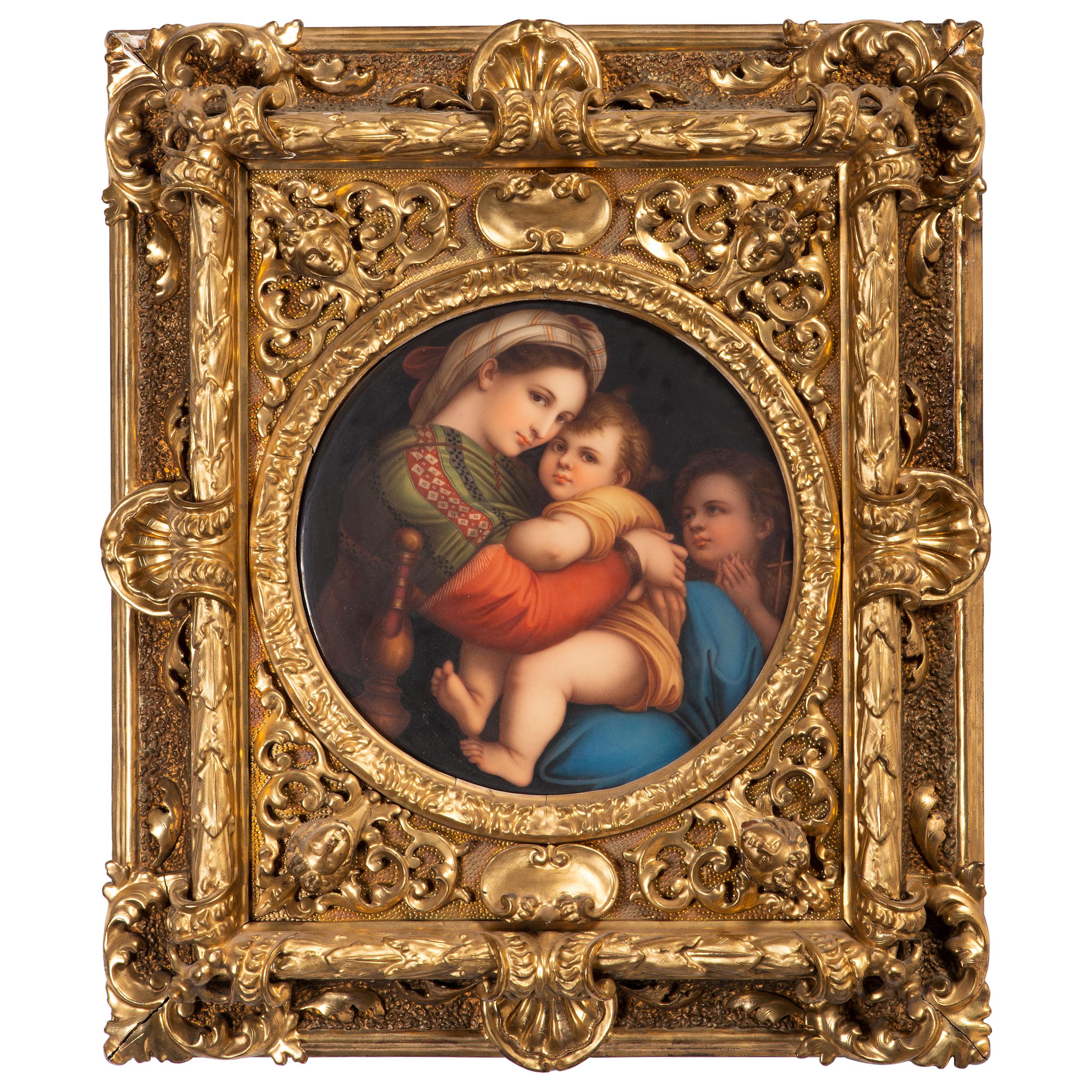 A Continental Porcelain Plaque After Raphael's Madonna della Sedia