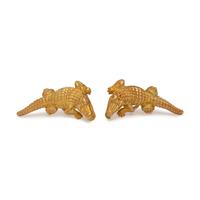 KIESELSTEIN-CORD, YELLOW GOLD AND DIAMOND ALLIGATOR EARCLIPS