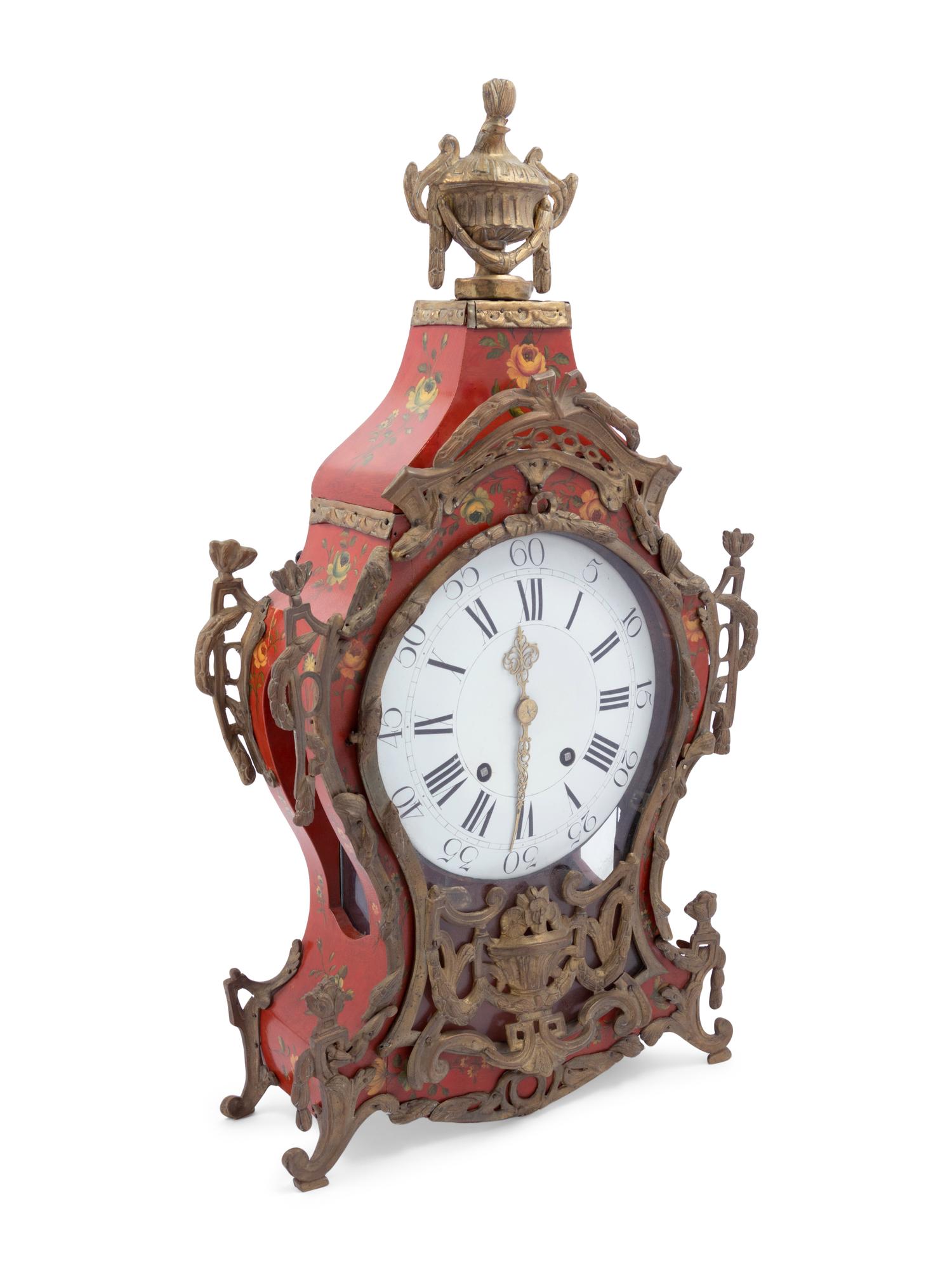 A Louis XV Painted Tôle Bracket Clock
