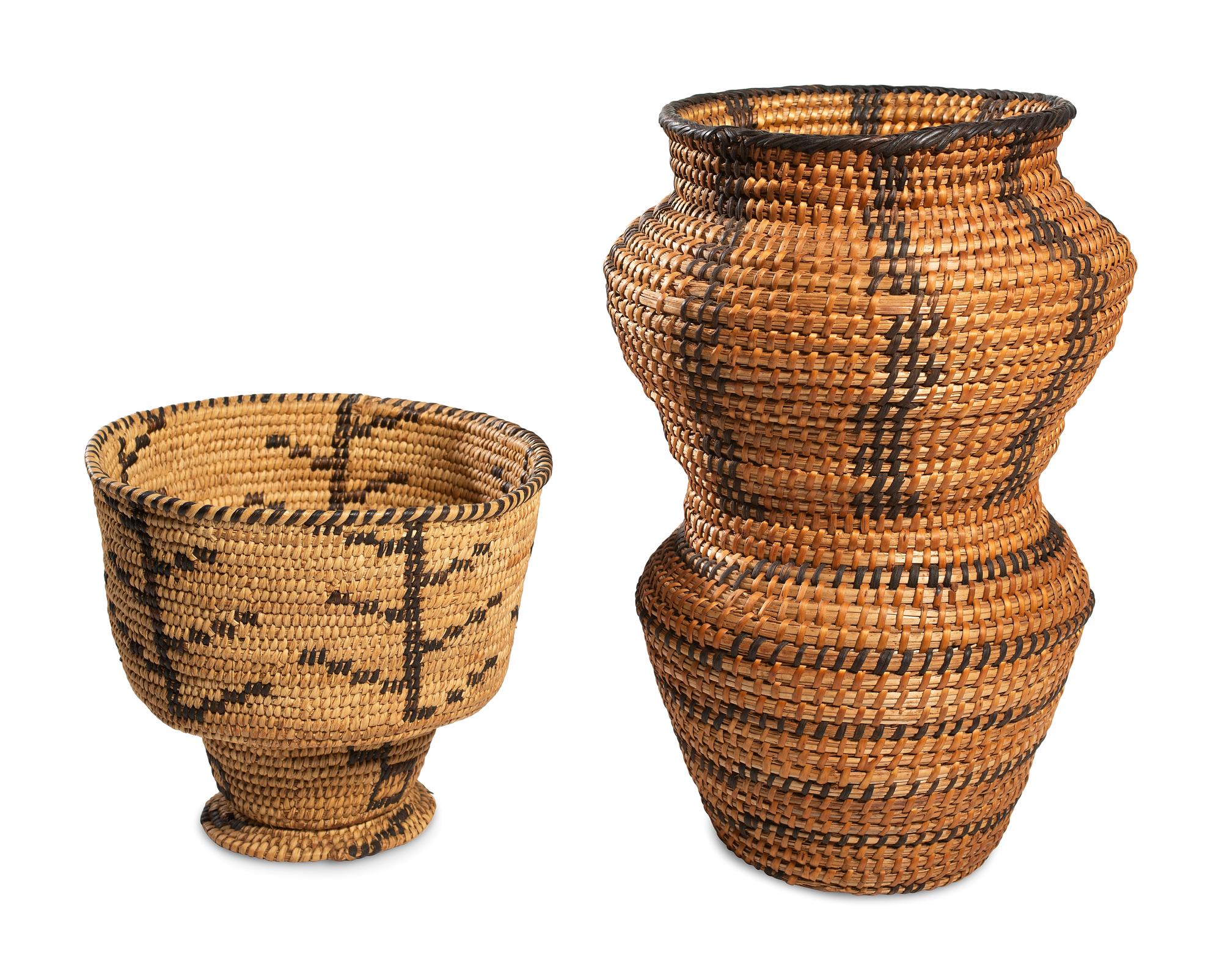 Maricopa Gap-Stitched and Tohono O'odham Chalice Baskets