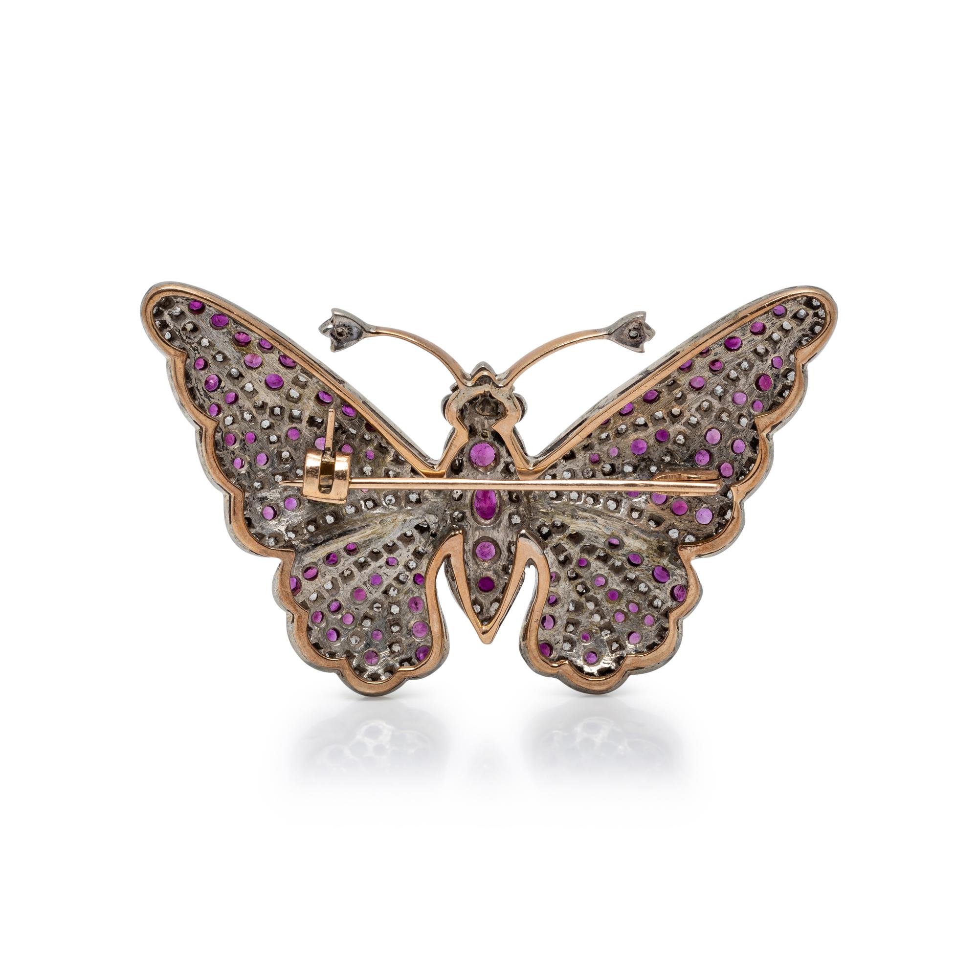 RUBY AND DIAMOND BUTTERFLY BROOCH