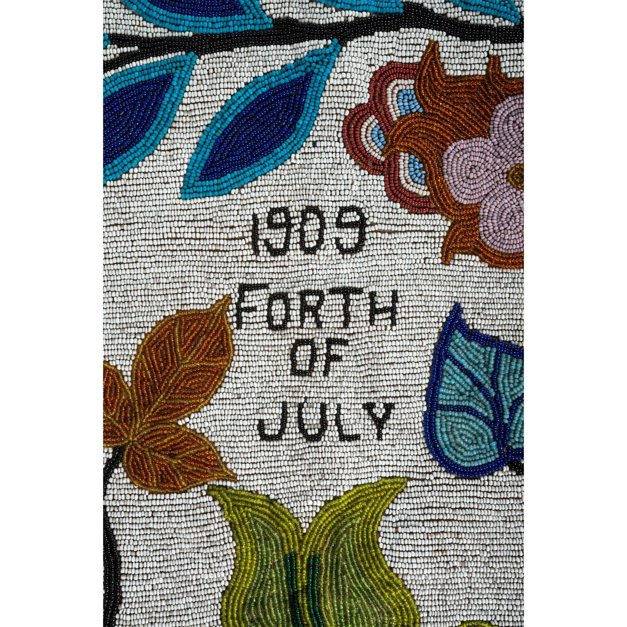 Anishinaabe Pictorial Beaded Bandolier Bag, Fourth of July