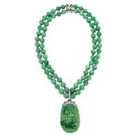 NARDI, CARVED JADE, DIAMOND, AND ENAMEL NECKLACE