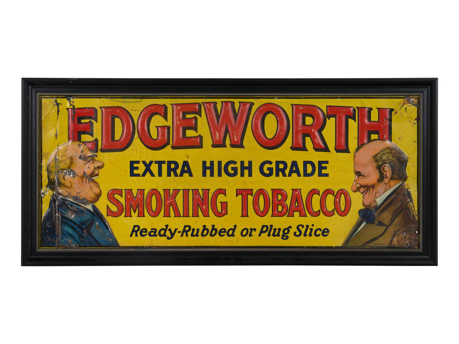 An Edgeworth Tobacco Pressed and Painted Metal Advertising Sign