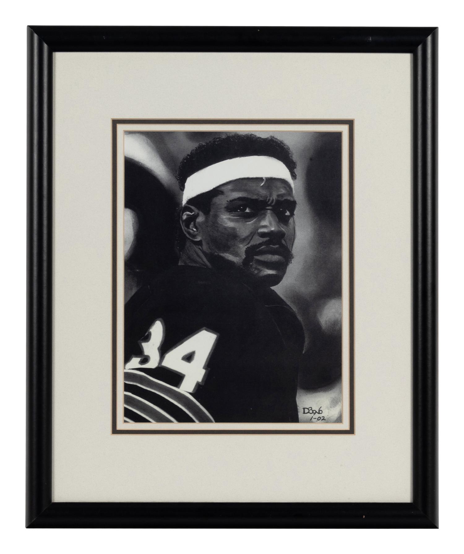 A Group of Nine Artworks of Various Football Players Formerly Displayed at Mike Ditka’s Restaurant