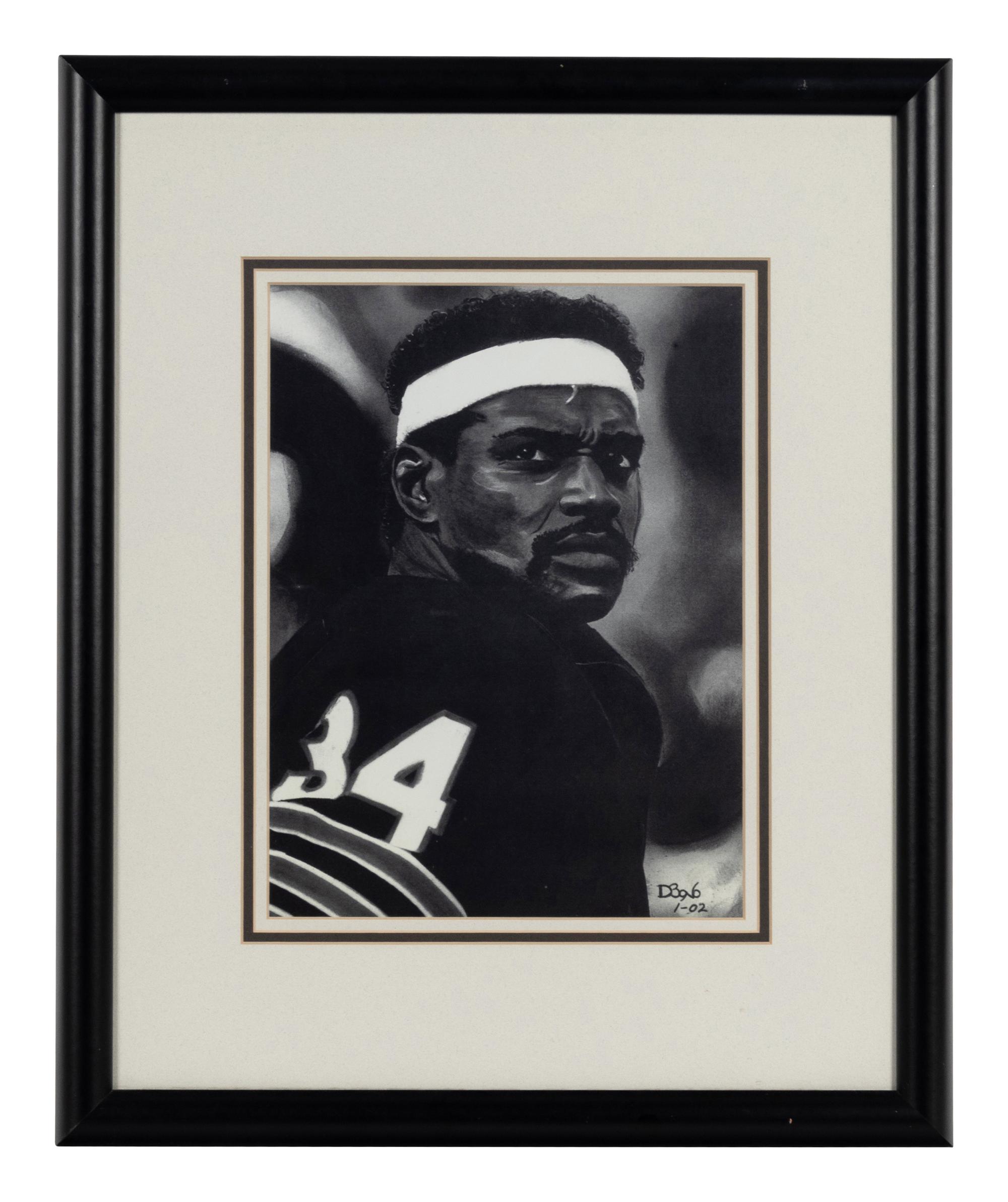 A Group of Nine Artworks of Various Football Players Formerly Displayed at Mike Ditka’s Restaurant