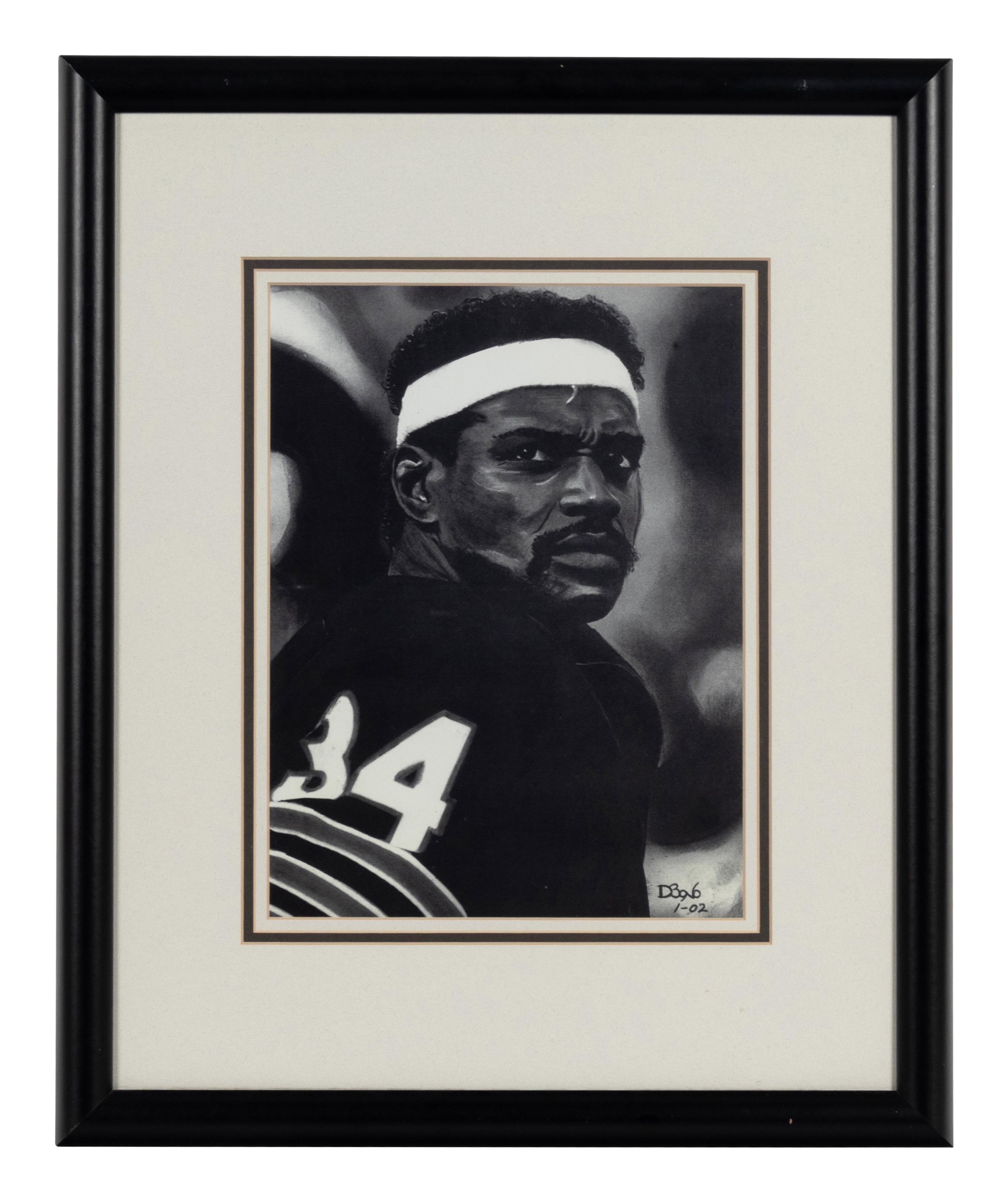 A Group of Nine Artworks of Various Football Players Formerly Displayed at Mike Ditka’s Restaurant