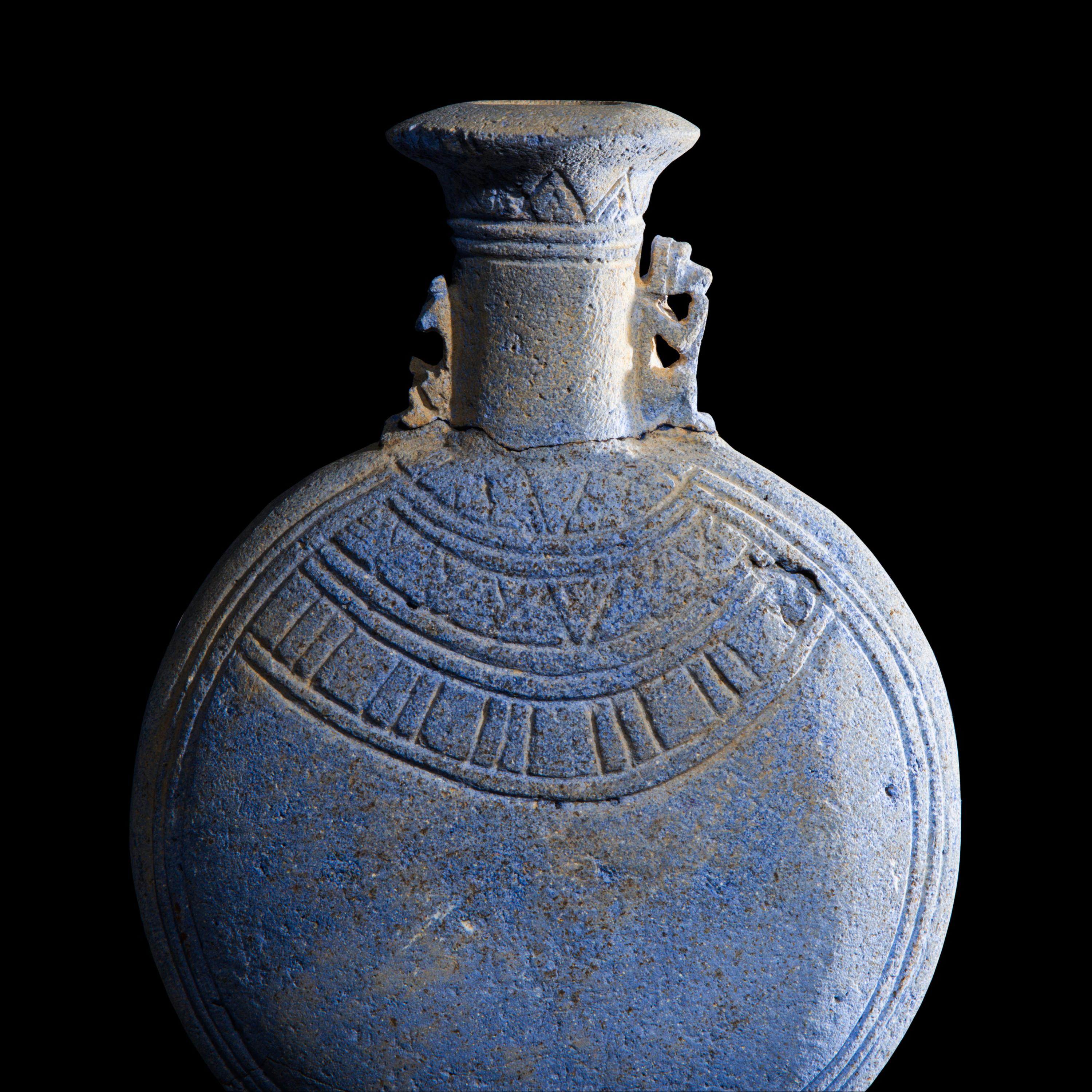 An Egyptian Blue Frit "New Year" Flask