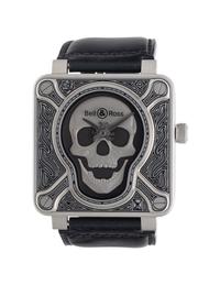 BELL & ROSS, STAINLESS STEEL 'BR 01-92 BURNING SKULL' WATCH