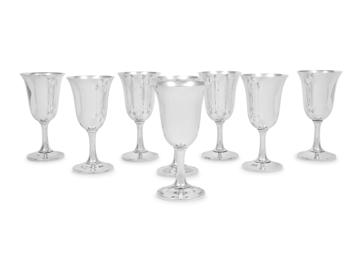 A Set of Eight American Silver Goblets