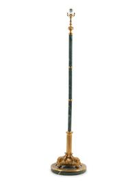 A Continental Gilt Metal Mounted Marble Floor Lamp