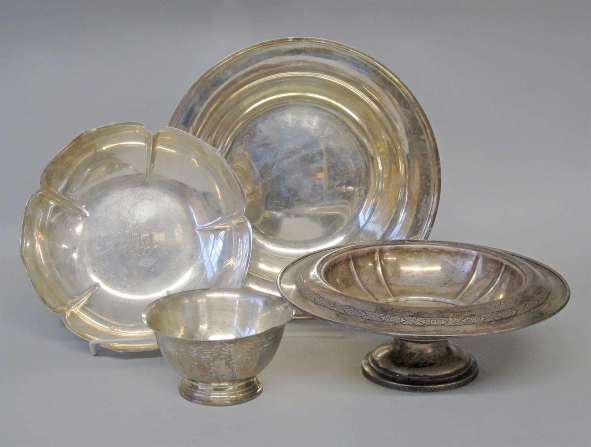 Four sterling silver bowls towle silversmiths, stieff co., and grogan co.
