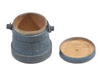 A Blue Painted Miniature Lidded Firkin