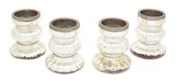 A Set of Four Indian Silvered Glass Candlesticks Height 6 1/2 inches. — 20TH CENTURY