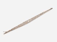 An Art Deco Camphor Glass Necklace and Diamond Bracelet