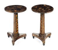 A Pair of Chinese Export Lacquer and Parcel Gilt End Tables
