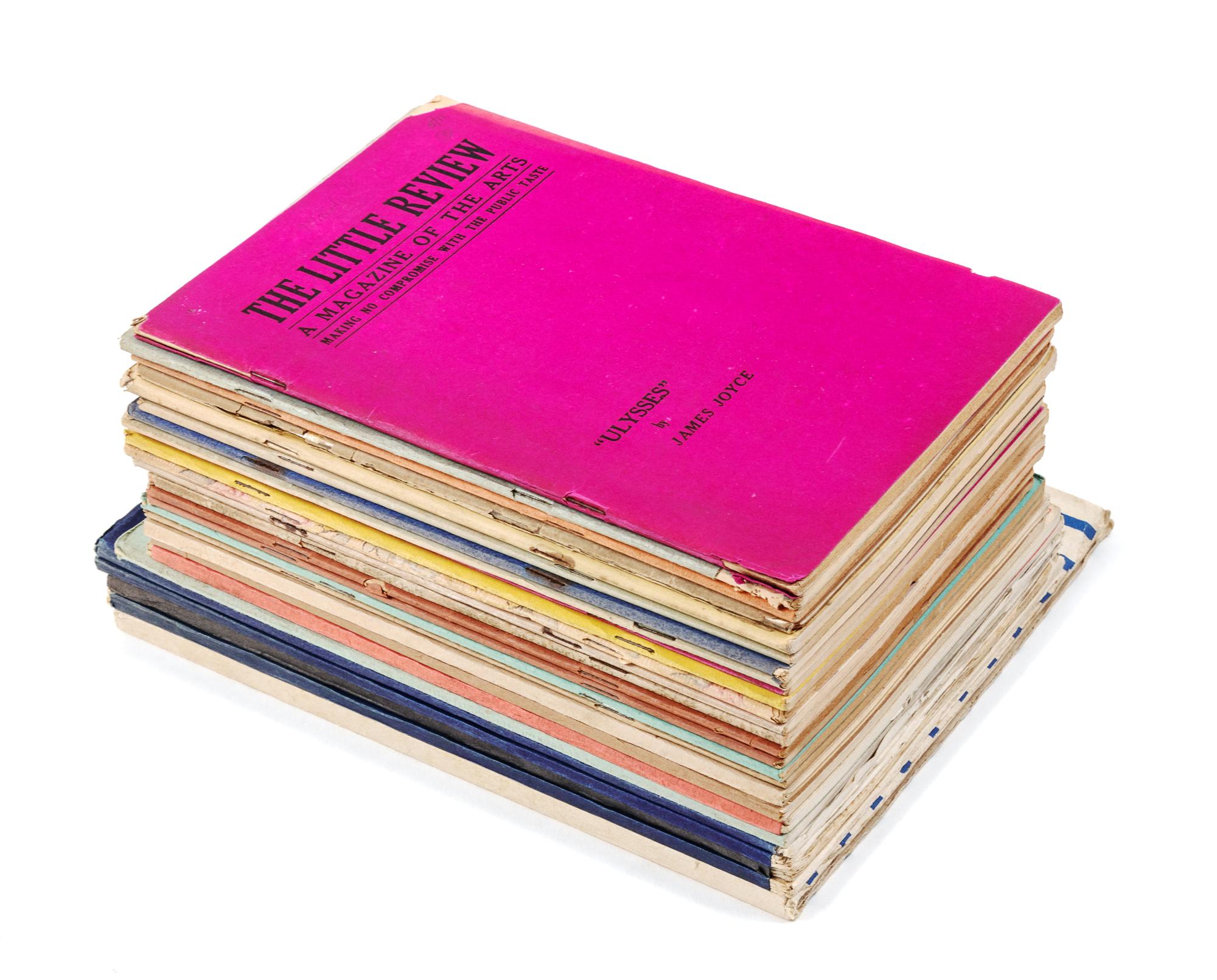[THE LITTLE REVIEW]. ANDERSON, Margaret, editor. POUND, Ezra, editor. HEAP, Jane, editor. The Little Review . Vol. I, No. 1 through Vol. XII, No. 2. Chicago, New York, and Paris: 1914-1929.