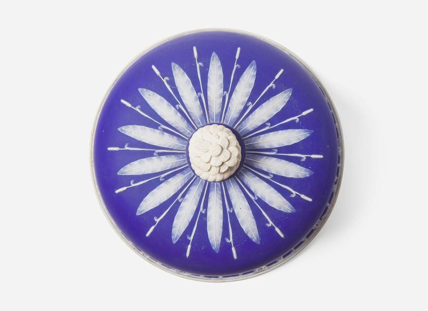 A Blue Dip Jasperware Cheese Dome, UK, late 19th century