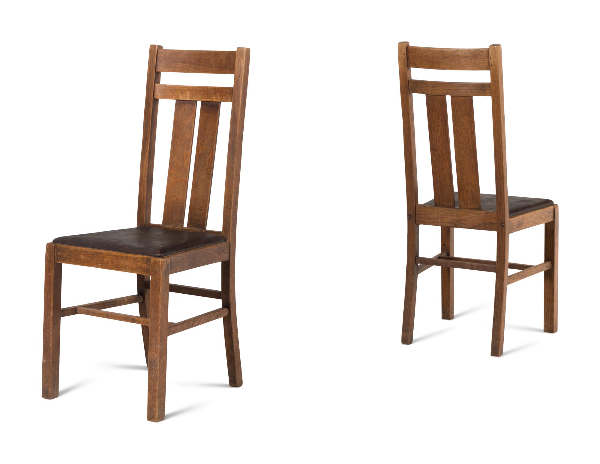 A Pair of American Arts and Crafts Oak Side Chairs